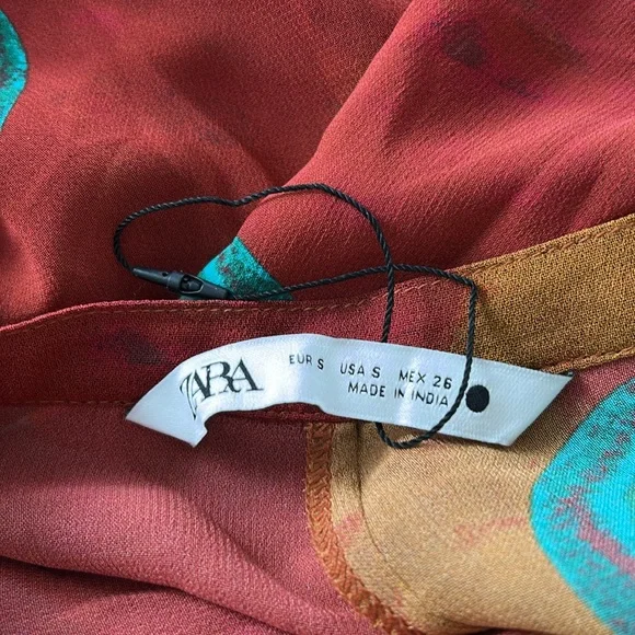 ZARA semi sheer multicoloured pareo pants size small - Picture 10 of 10